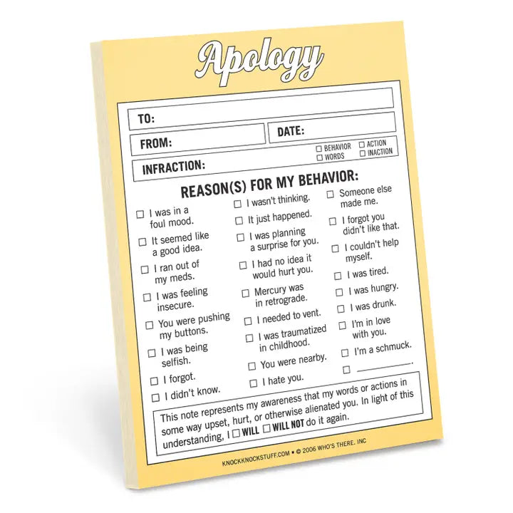 APOLOGY NIFTY NOTE PAD