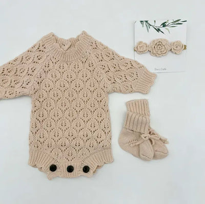 Apricot Pink Lacy Romper