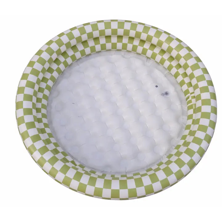Ali+Oli Two-Ring Inflatable Kiddie Pool (Green Checkers)