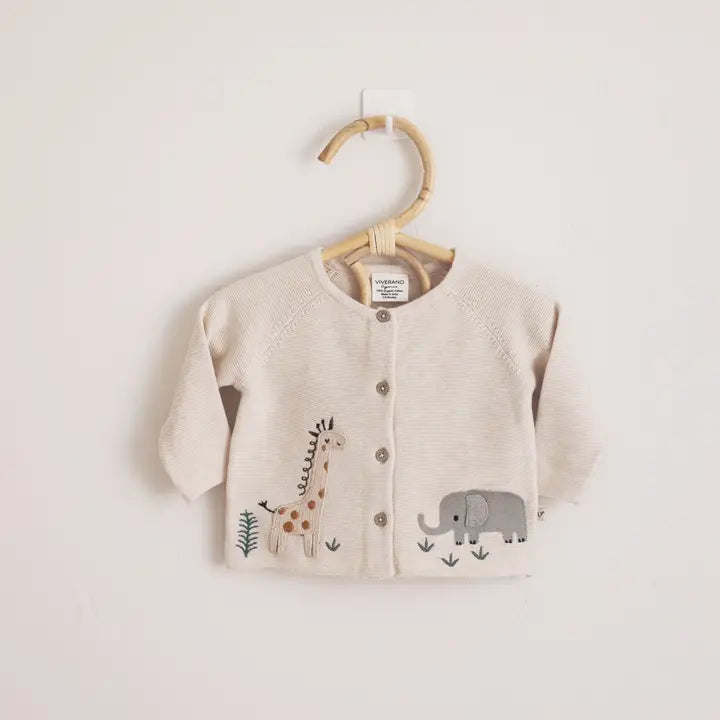 Animal Safari Embroidered Sweater - Natural