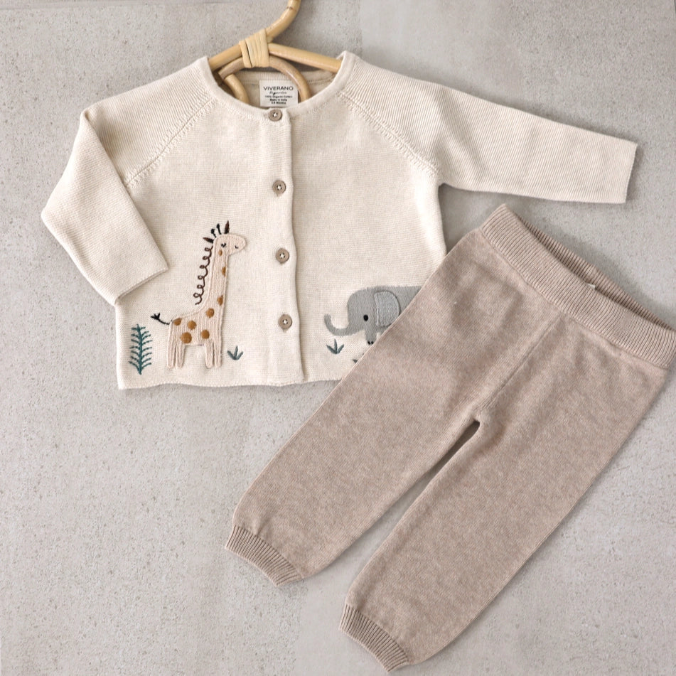 Animal Safari Embroidered Sweater - Natural