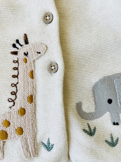 Animal Safari Embroidered Sweater - Natural