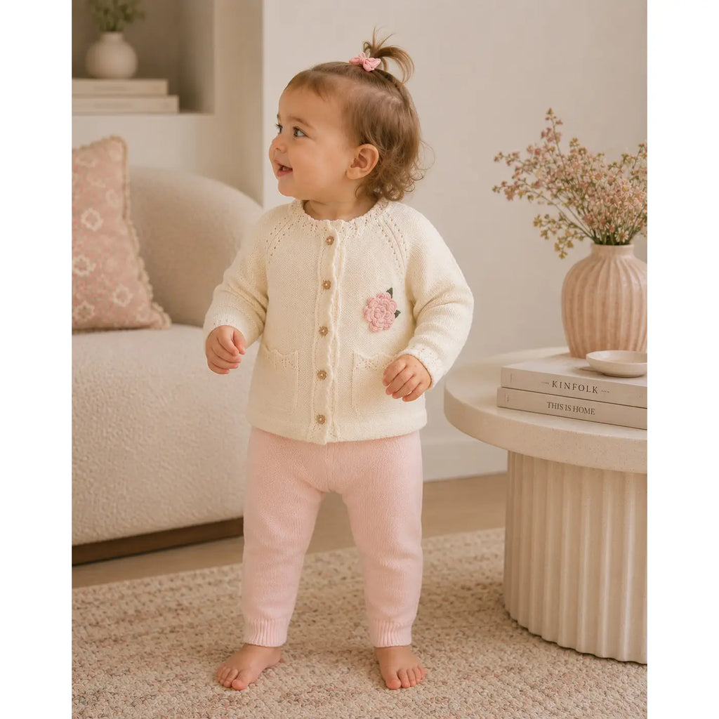 Anna Crochet Flower Knit Baby Cardigan