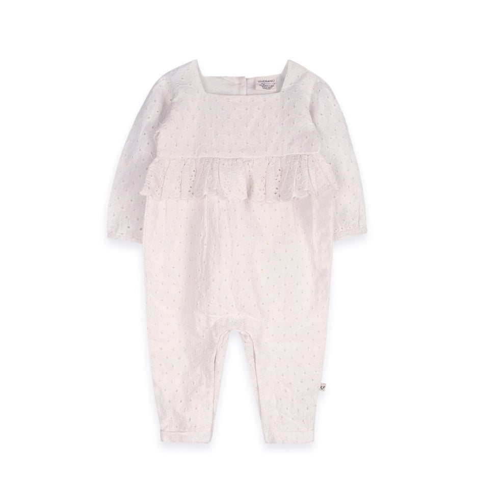 Astrid Schiffli Baby Jumpsuit & Headband Set - Organic Cotton