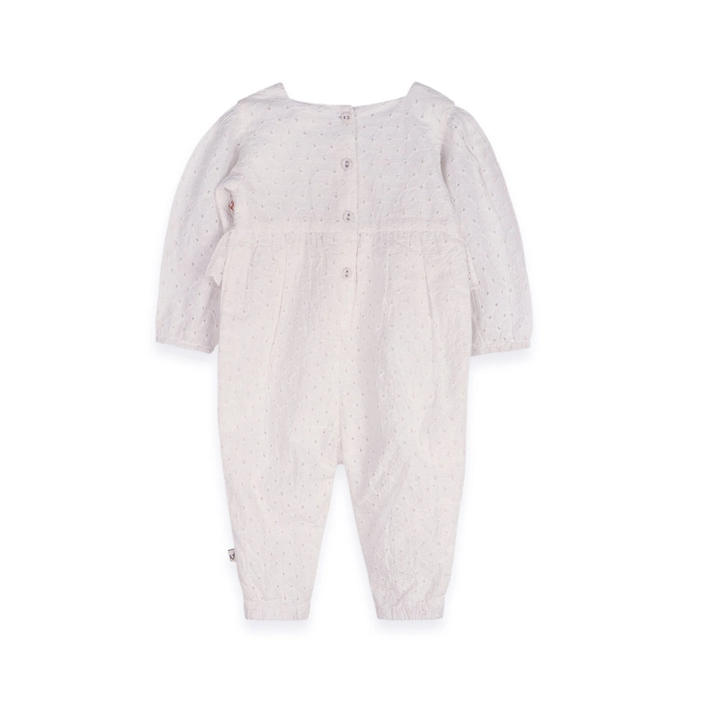 Astrid Schiffli Baby Jumpsuit & Headband Set - Organic Cotton