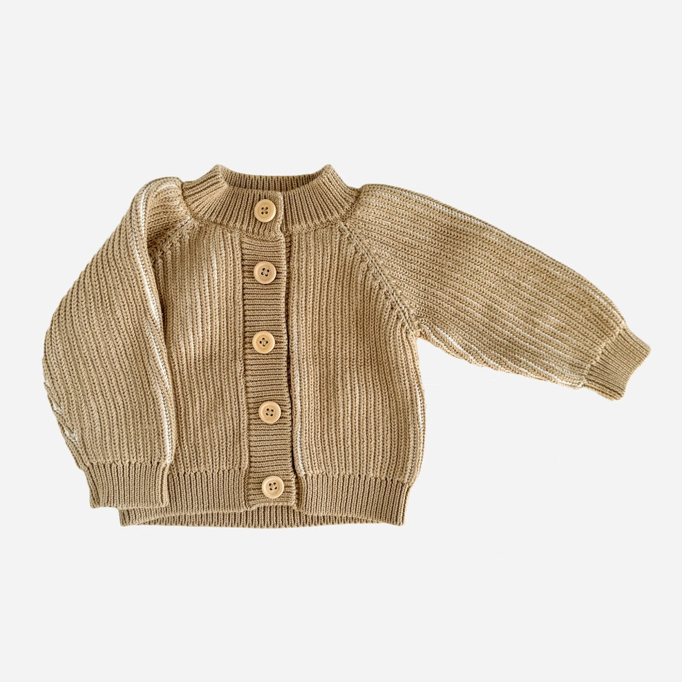 Beige Cotton Brioche Cardigan