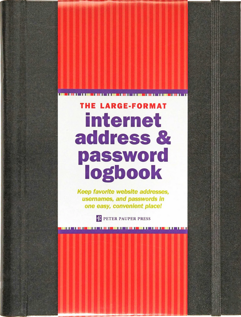 LARGE-FORMAT INTERNET ADDRESS & PASSWORD LOGBOOK (BLACK)