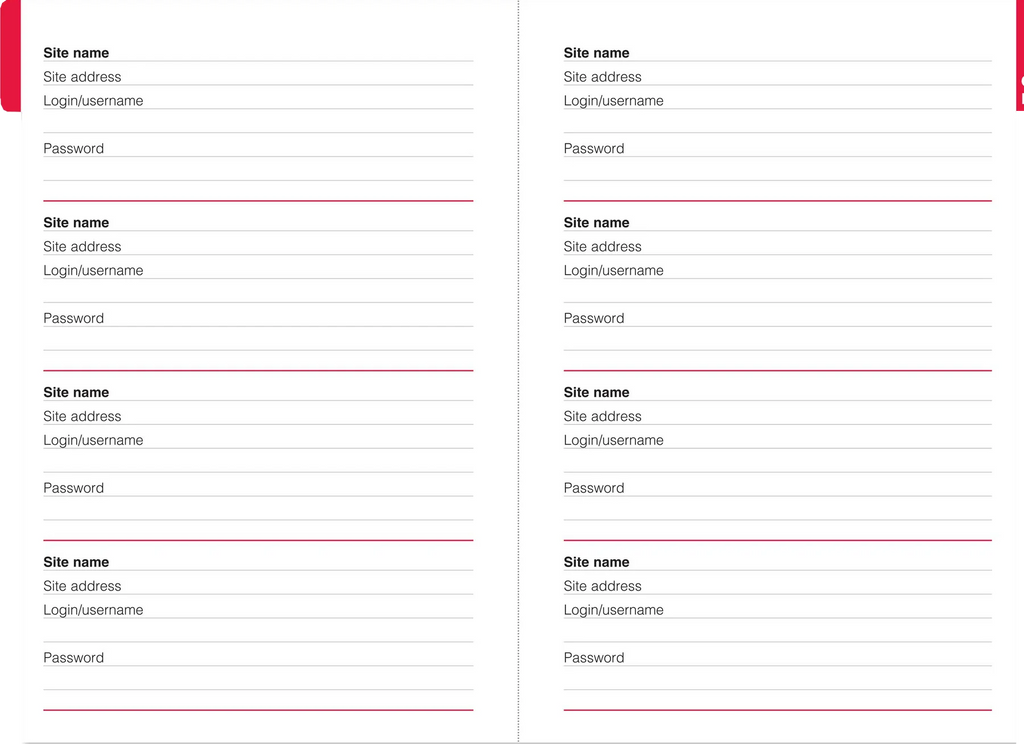 LARGE-FORMAT INTERNET ADDRESS & PASSWORD LOGBOOK (BLACK)