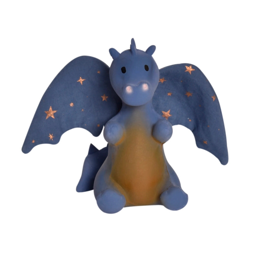 BABY MIDNIGHT DRAGON NATURAL RUBBER RATTLE W/CRINKLE WINGS