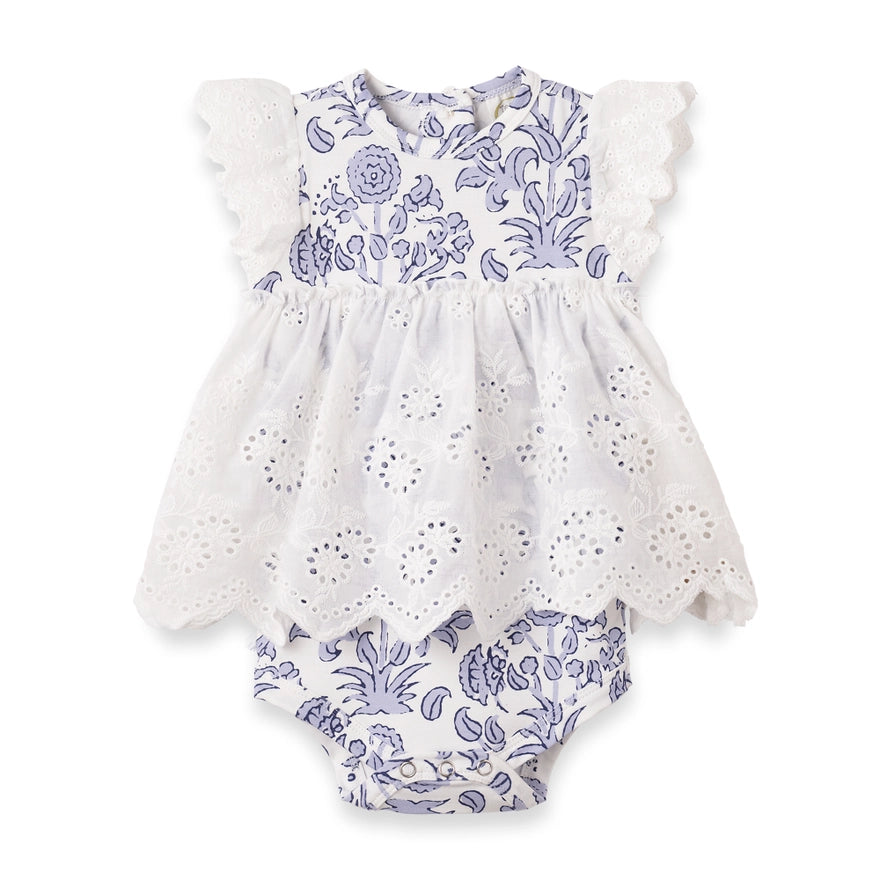 BABY GIRL'S BALI BLOOMS BAMBOO SKIRTED BODYSUIT