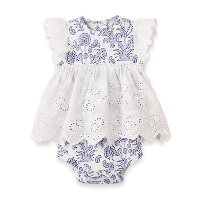 BABY GIRL'S BALI BLOOMS BAMBOO SKIRTED BODYSUIT