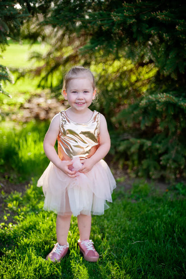 BALLET TUTU DRESS, ROSE GOLD, 3-4