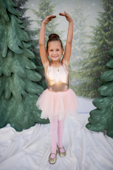 BALLET TUTU DRESS, ROSE GOLD, 3-4