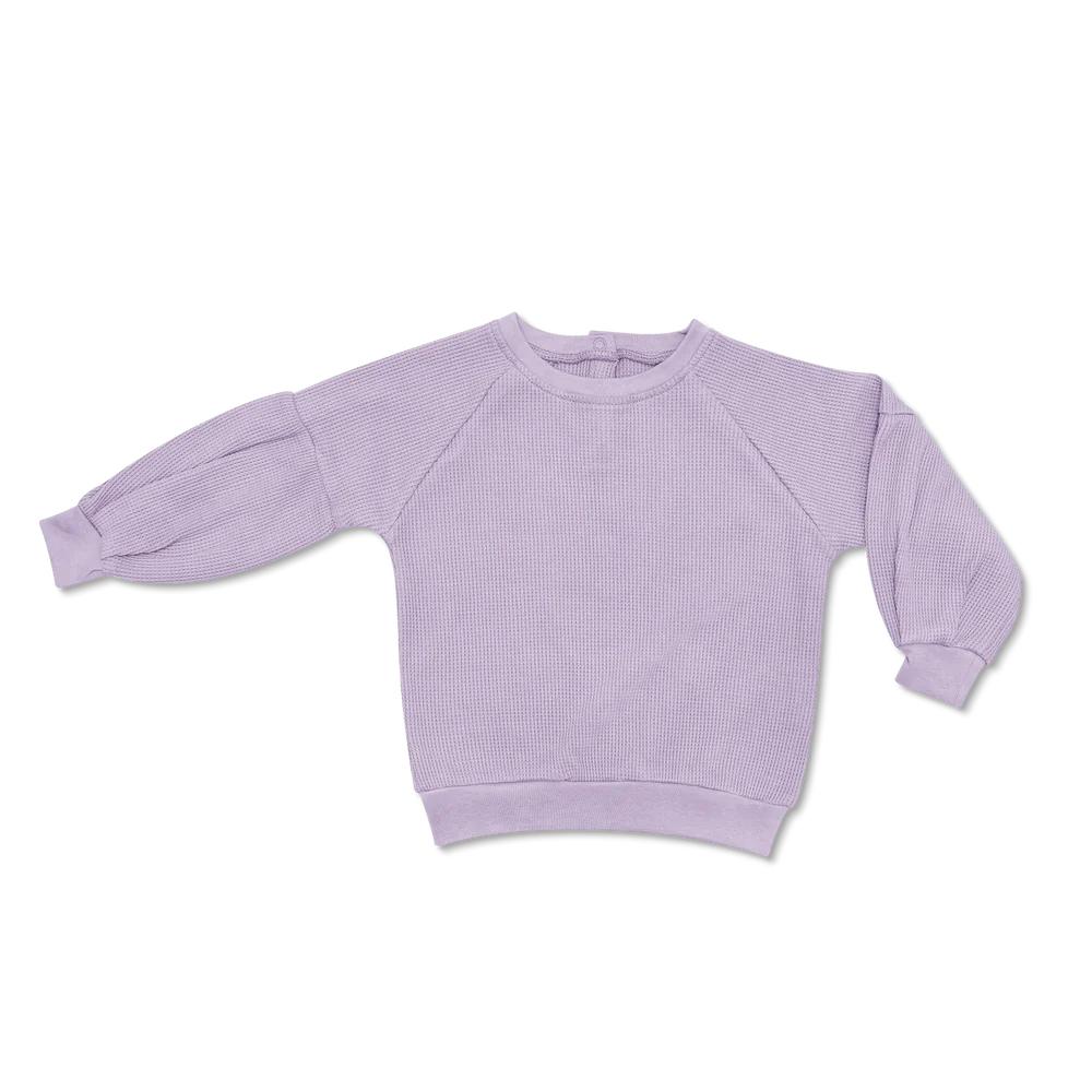 WAFFLE BALLOON SLEEVE SWEATSHIRT