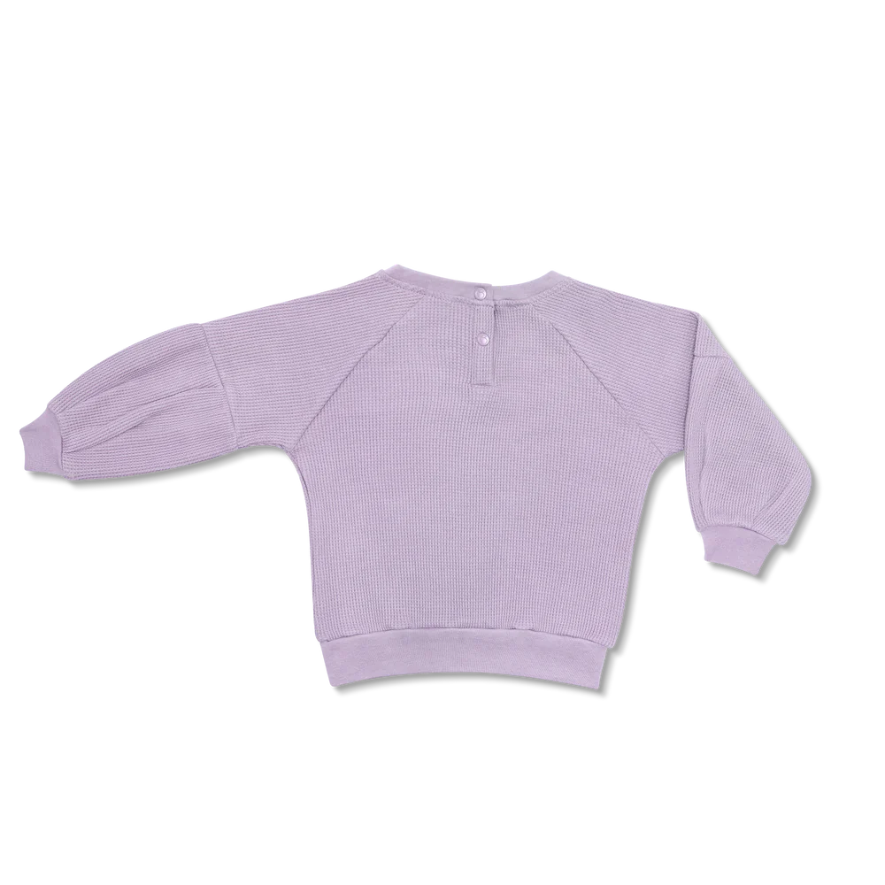 WAFFLE BALLOON SLEEVE SWEATSHIRT
