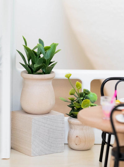 Dollhouse Cube Accent Table & Plant Stand | Natural Wood