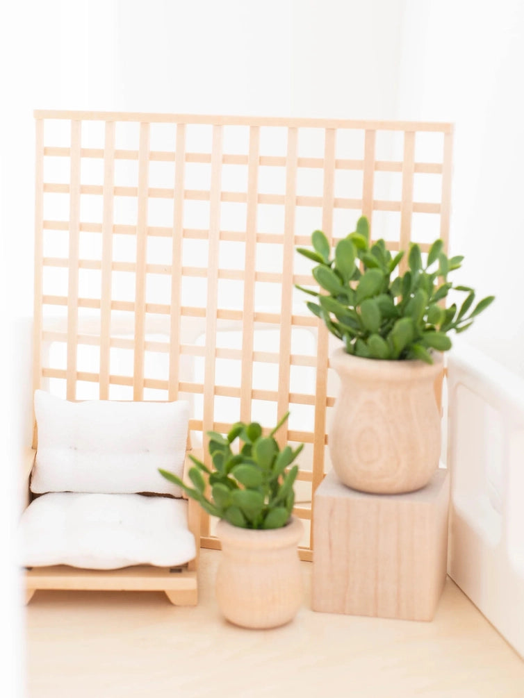 Dollhouse Cube Accent Table & Plant Stand | Natural Wood