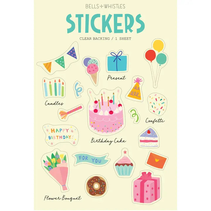 BIRTHDAY PARTY CLEAR STICKERS