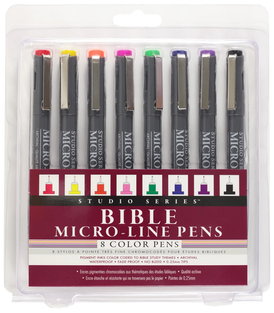 BIBLE MICRO-LINE COLOR PENS (SET OF 8 PENS)