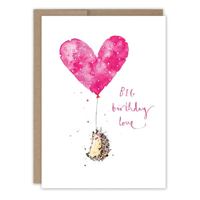 BIG LOVE HEDGEHOG BIRTHDAY CARD