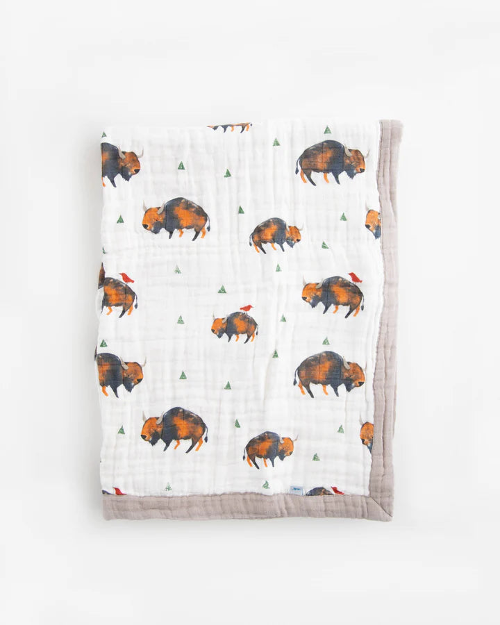 Cotton Muslin Baby Quilt - Bison