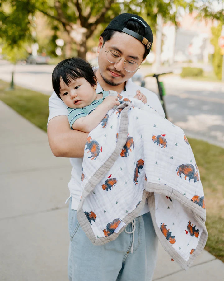 Cotton Muslin Baby Quilt - Bison