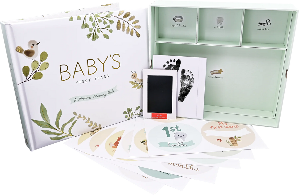 BABY'S FIRST YEARS-A MODERN MEMORY BOOK WITH KEEPSAKE BOX
