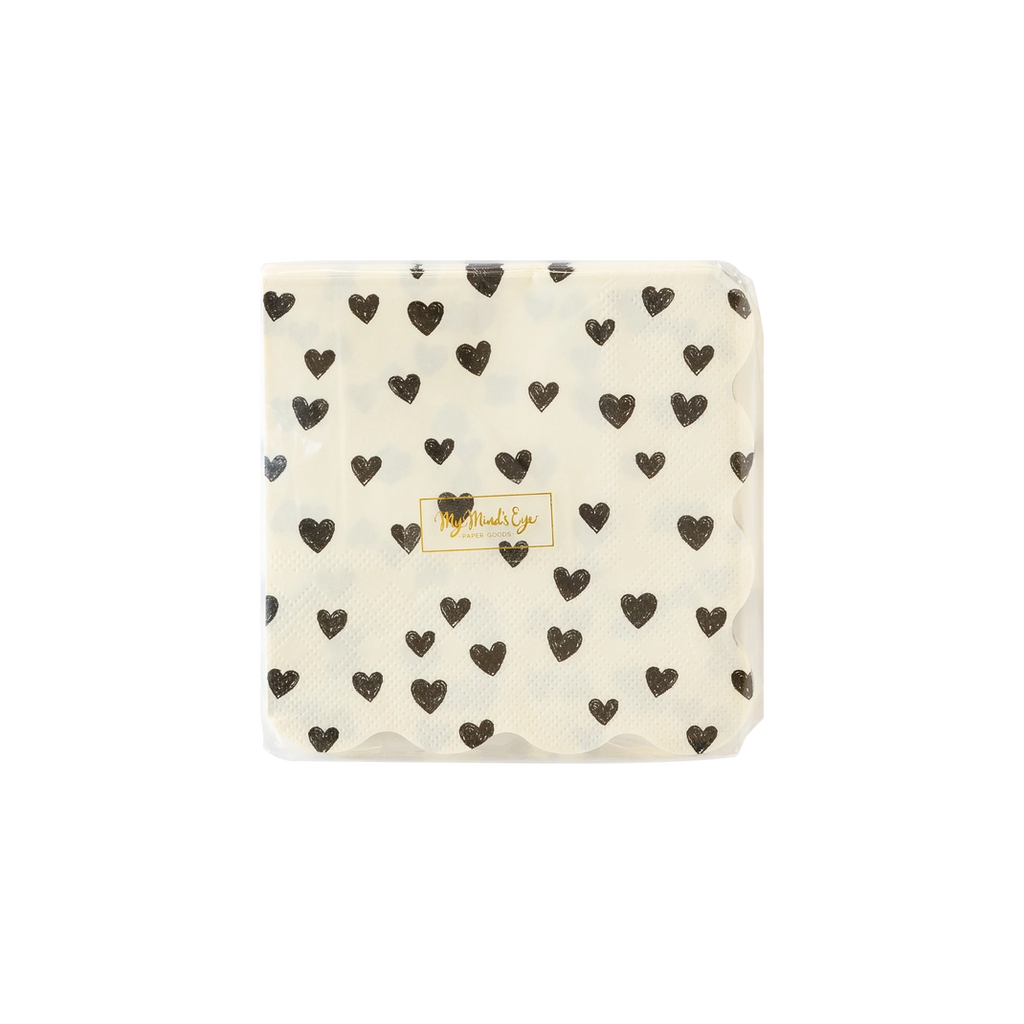 BLACK HEARTS COCKTAIL NAPKIN