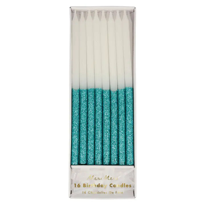 BLUE GLITTER DIPPED CANDLES
