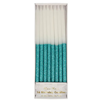 BLUE GLITTER DIPPED CANDLES