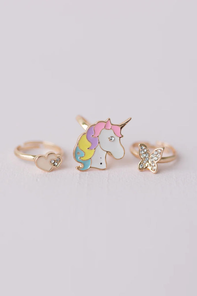 BOUTIQUE BUTTERFLY AND UNICORN RING 3PCS