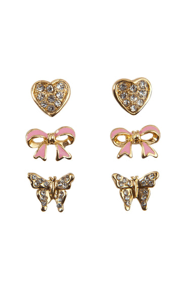 BOUTIQUE DAZZLE STUDDED EARINGS 3 SETS