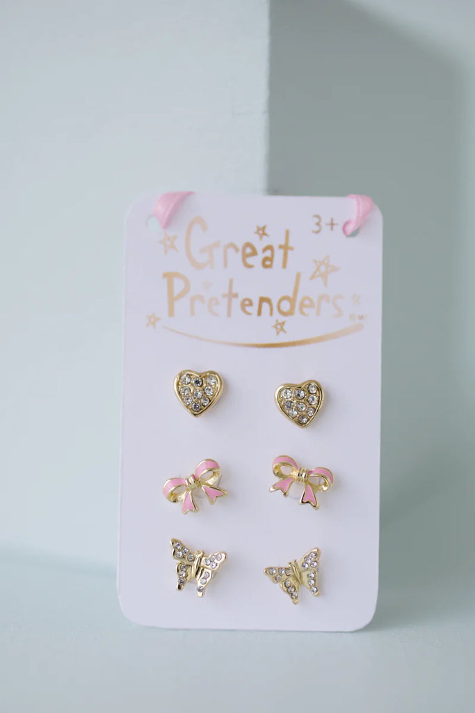 BOUTIQUE DAZZLE STUDDED EARINGS 3 SETS