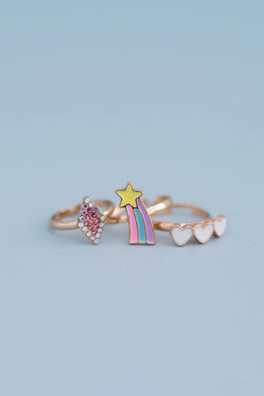 BOUTIQUE HEART STAR RINGS 3PCS