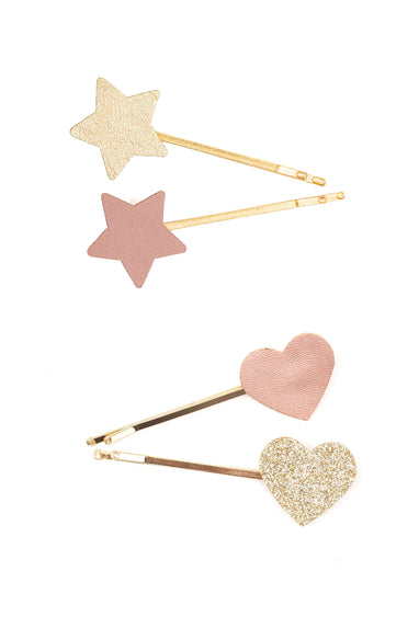 BOUTIQUE MATTE STAR BOBBY HAIRCLIPS 2PC ASSORTED