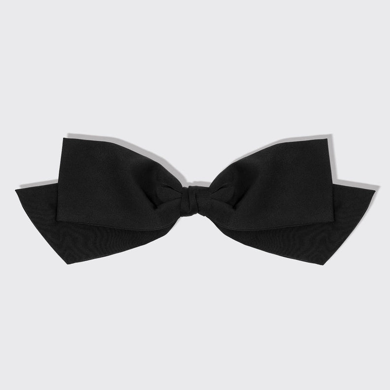 RECYCLED FABRIC BOW HAIR CLIP 1PC - BLACK