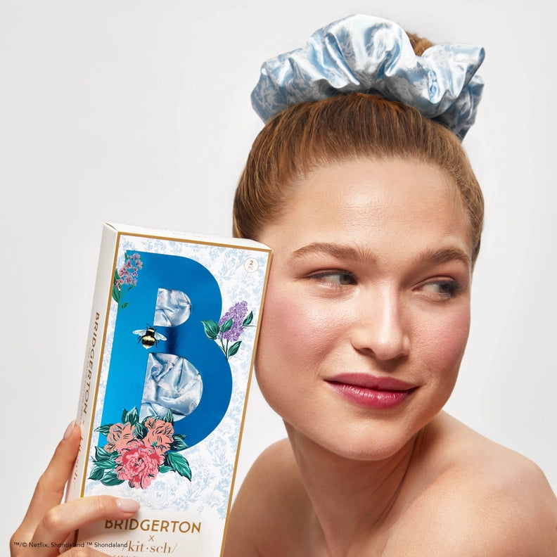 KITSCH X BRIDGERTON SATIN PILLOW SCRUNCHIES / TOILE DE BLUE