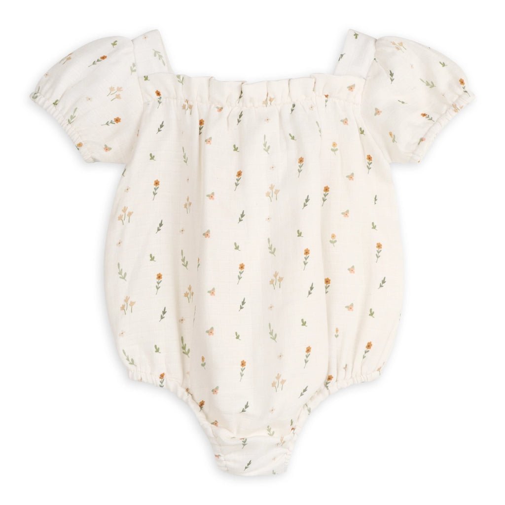 Boho Floral Bubble Baby Romper - Organic Muslin