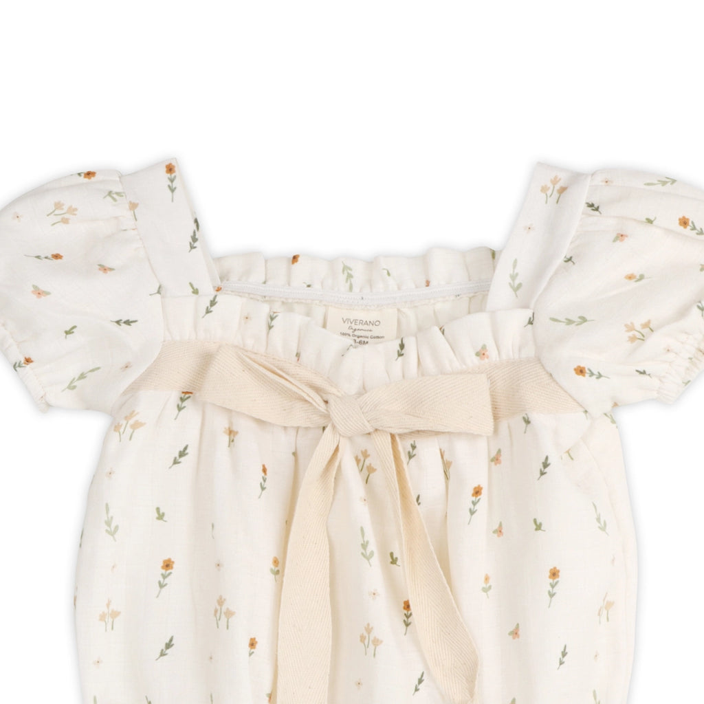 Boho Floral Bubble Baby Romper - Organic Muslin