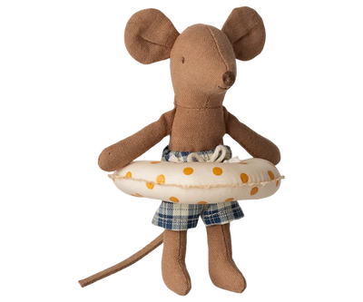 Beach Mouse With Float, Little Brother - Yellow Dots