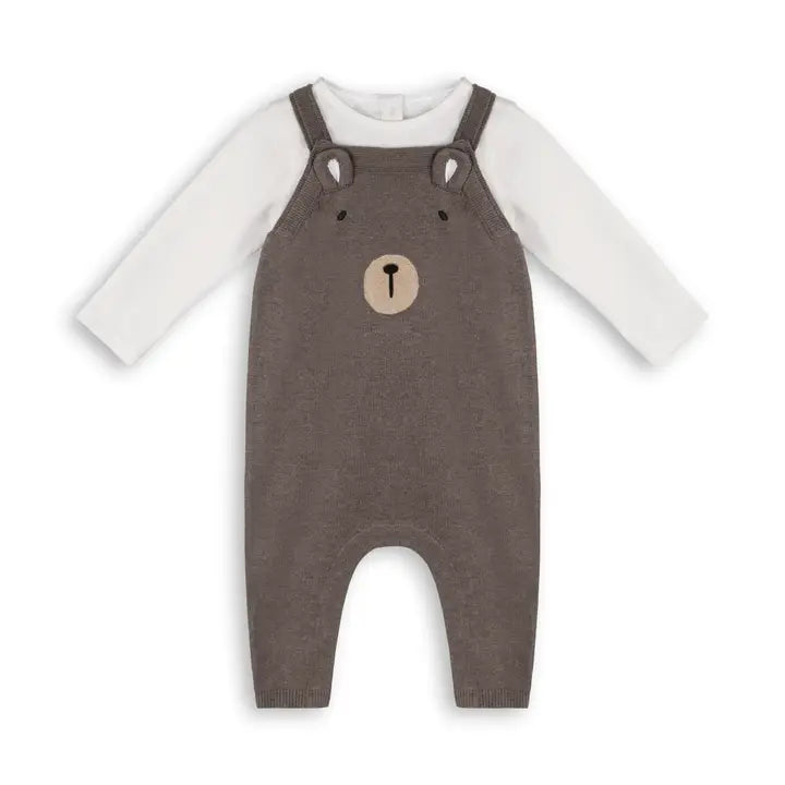 Knit Bear Overall & Bodysuit Set