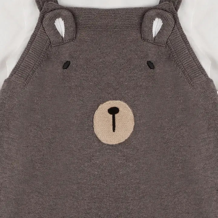 Knit Bear Overall & Bodysuit Set