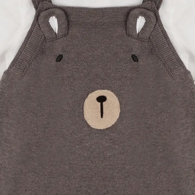 Knit Bear Overall & Bodysuit Set
