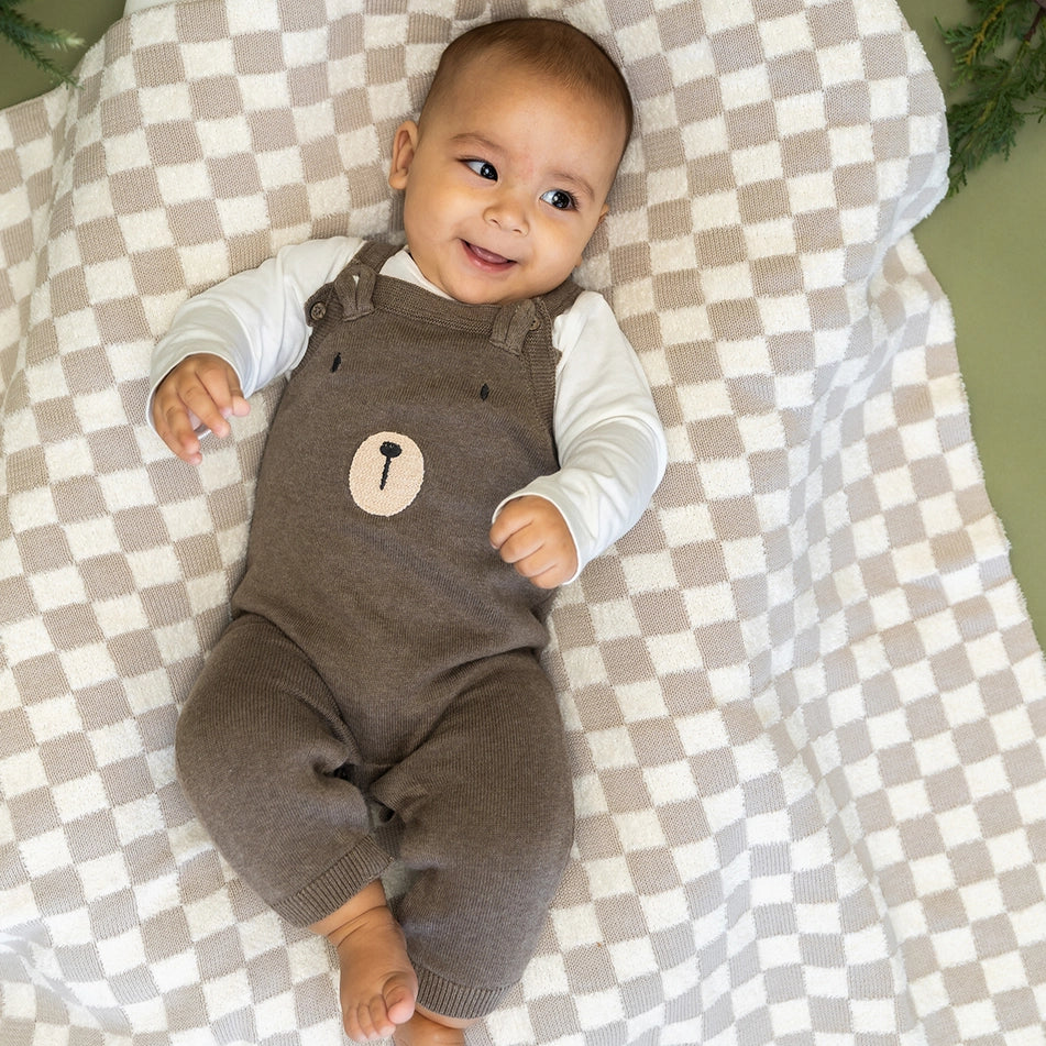 Knit Bear Overall & Bodysuit Set