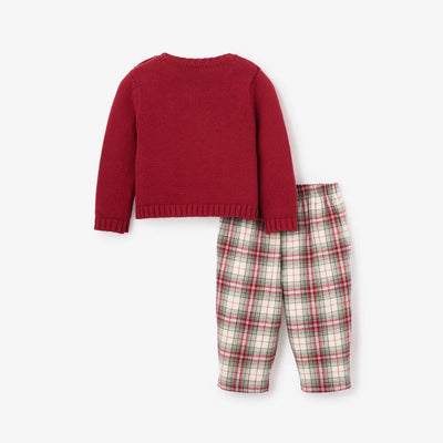 Bear Sweater + Winter Tartan Pant Set