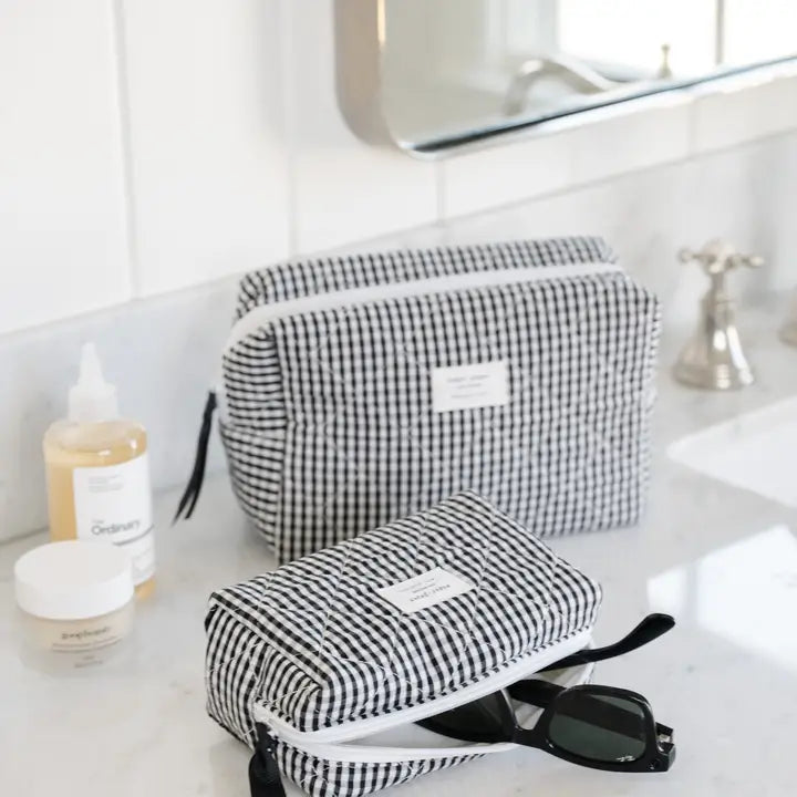 Black Gingham Small Cosmetic Pouch