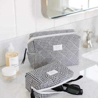 Black Gingham Small Cosmetic Pouch