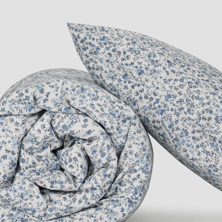 Blue Mini Meadow - Cotton Crib Sheet Set