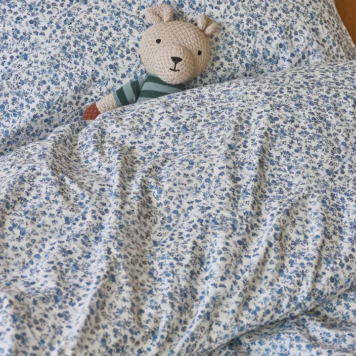 Blue Mini Meadow - Cotton Crib Sheet Set