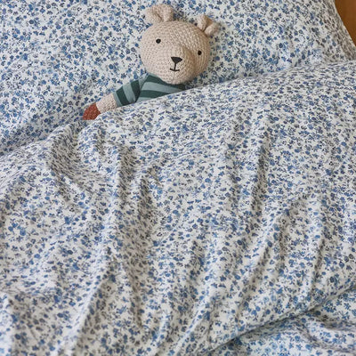 Blue Mini Meadow - Cotton Crib Sheet Set